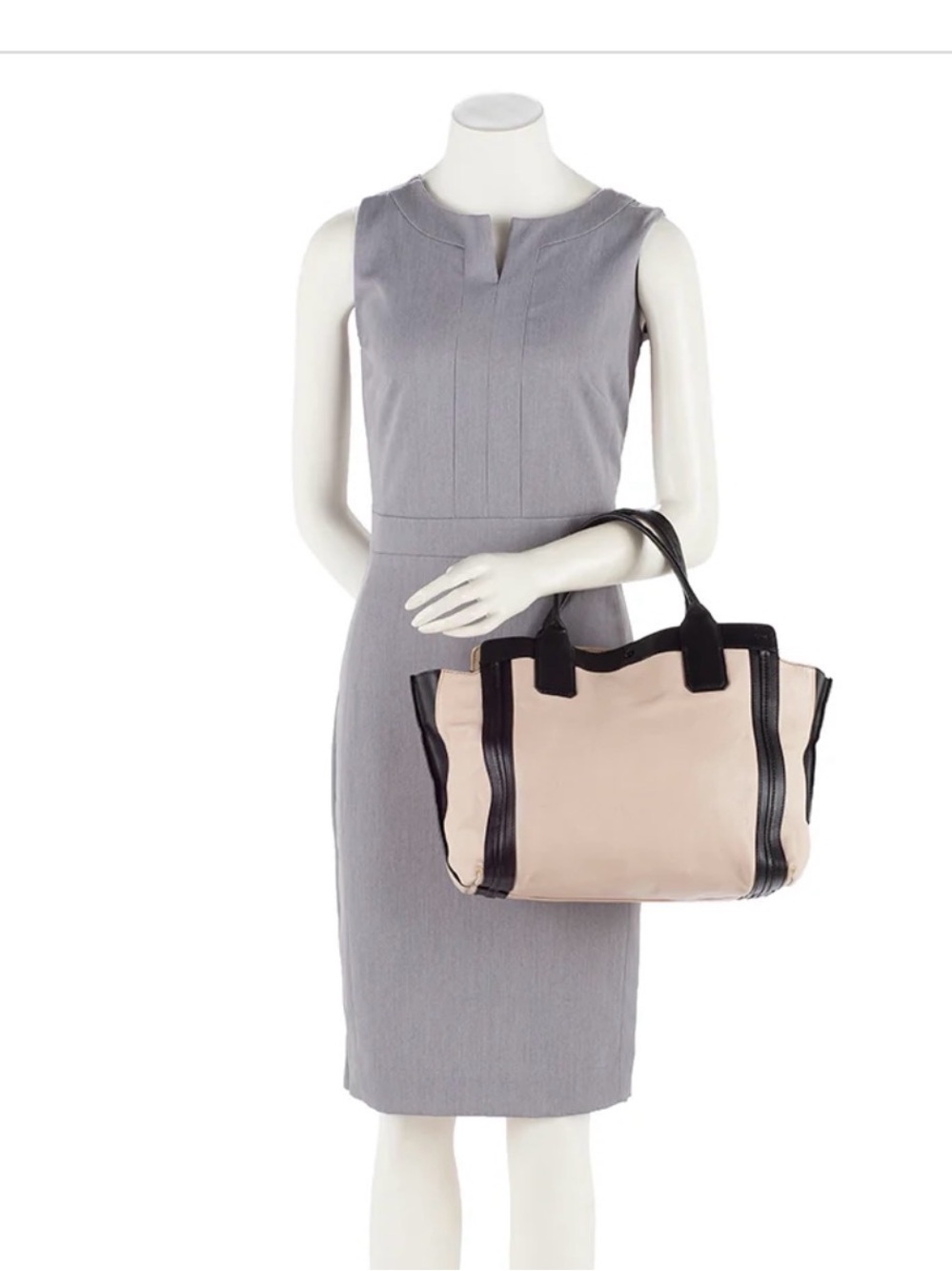 Chloe Alison Two-Tone Beige and Black Tote Bag